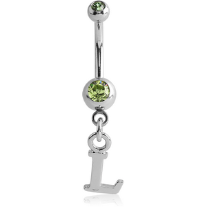 SURGICAL STEEL DOUBLE SWAROVSKI CRYSTAL JEWELLED MINI NAVEL BANANA WITH HOOP