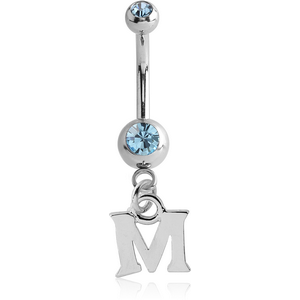 SURGICAL STEEL DOUBLE HIGH END CRYSTAL JEWELLED MINI NAVEL BANANA WITH HOOP