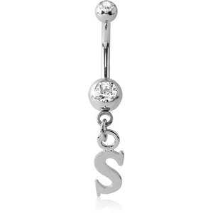 SURGICAL STEEL DOUBLE SWAROVSKI CRYSTAL JEWELLED MINI NAVEL BANANA WITH HOOP