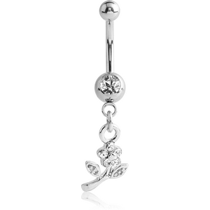 SURGICAL STEEL DOUBLE SWAROVSKI CRYSTAL JEWELLED MINI NAVEL BANANA WITH HOOP