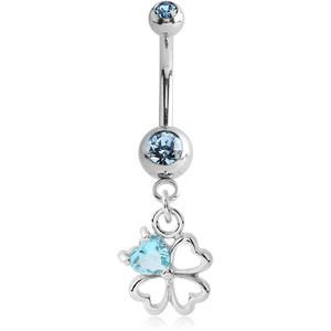 SURGICAL STEEL DOUBLE SWAROVSKI CRYSTAL JEWELLED MINI NAVEL BANANA WITH HOOP