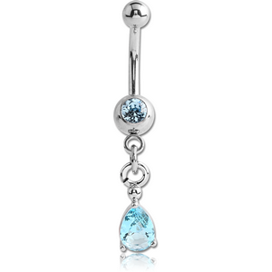 SURGICAL STEEL DOUBLE SWAROVSKI CRYSTAL JEWELLED MINI NAVEL BANANA WITH HOOP