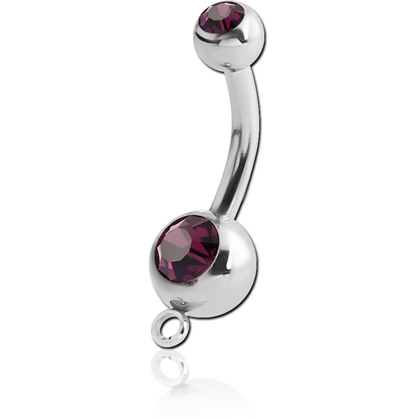 SURGICAL STEEL DOUBLE VALUE CRYSTAL JEWELLED MINI NAVEL BANANA WITH HOOP