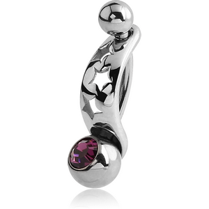 SURGICAL STEEL INTIMATE SHIELD AND DOUBLE JEWELLED MINI NAVEL BANANA