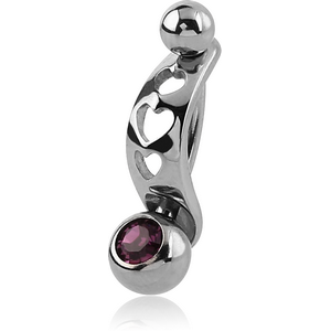 SURGICAL STEEL INTIMATE SHIELD AND DOUBLE JEWELLED MINI NAVEL BANANA