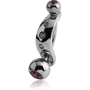 SURGICAL STEEL INTIMATE SHIELD AND DOUBLE JEWELLED MINI NAVEL BANANA