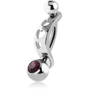 SURGICAL STEEL INTIMATE SHIELD AND JEWELLED MINI NAVEL BANANA