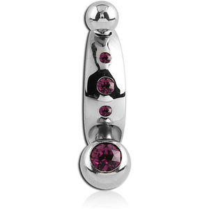 SURGICAL STEEL INTIMATE SHIELD AND JEWELLED MINI NAVEL BANANA