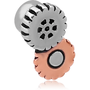 SURGICAL STEEL THREADED STEAMPUNK ATTACHMENT WITH COPPER PART