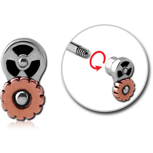 SURGICAL STEEL THREADED STEAMPUNK ATTACHMENT WITH COPPER PART