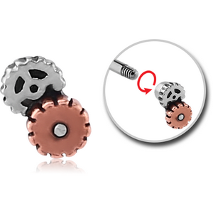 SURGICAL STEEL THREADED STEAMPUNK ATTACHMENT WITH COPPER PART