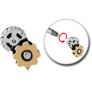 SURGICAL STEEL THREADED STEAMPUNK ATTACHMENT WITH BRASS PART