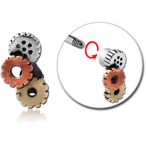 SURGICAL STEEL THREADED STEAMPUNK ATTACHMENT WITH BRASS AND COPPER PARTS
