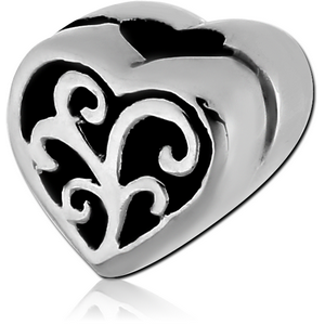 SURGICAL STEEL BEAD 3.0 - 3.2 MM HOLE - HEART AND TREE