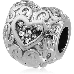 SURGICAL STEEL BEAD 5.0-5.2 MM HOLE - FILIGREE HEART