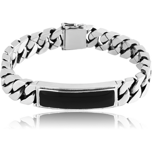 SURGICAL STEEL BRACELET WITH PLATE ONYX