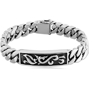 SURGICAL STEEL BRACELET WITH PLATE - TRIBLE