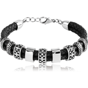 SURGICAL STEEL BRACELET LEATHER