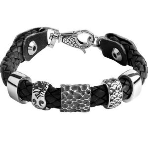 SURGICAL STEEL BRACELET LEATHER