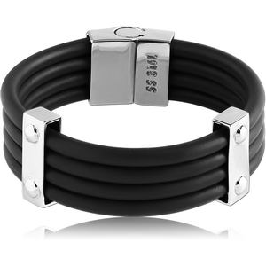 SURGICAL STEEL GENUINE LEATHER BRACELET