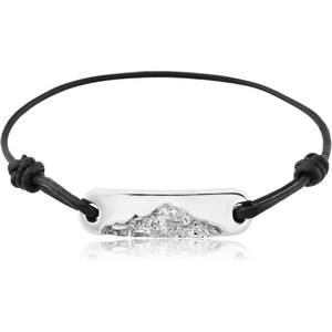 SURGICAL STEEL BRACELET WITH LEATHER - MOUNTAIN
