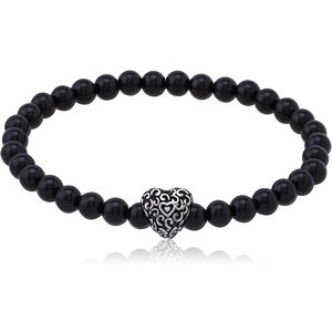 SURGICAL STEEL ELLASTIC BRACELET WITH STONE BEADS