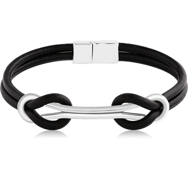SURGICAL STEEL BRACELET WITH LEATHER