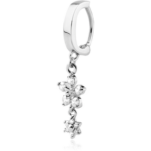 SURGICAL STEEL BELLY CLICKER WITH JEWELLED DANGLING CHARM