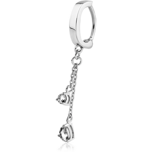 SURGICAL STEEL BELLY CLICKER WITH JEWELLED DANGLING CHARM