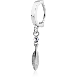 SURGICAL STEEL BELLY CLICKER WITH JEWELLED DANGLING CHARM