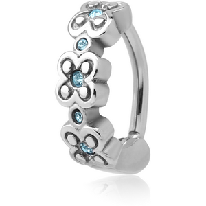 SURGICAL STEEL JEWELLED BELLY CLICKER - FLOWERS