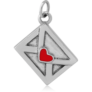 SURGICAL STEEL CHARM - ENVELOPE WITH HEART