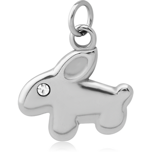 SURGICAL STEEL JEWELLED CHARM - RABBIT