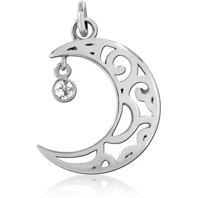 SURGICAL STEEL JEWELLED CHARM - CRESCENT