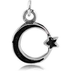 SURGICAL STEEL CHARM - CRESCENT AND STAR