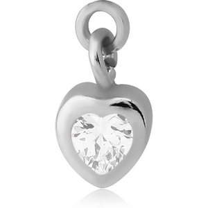 SURGICAL STEEL JEWELLED CHARM - HEART