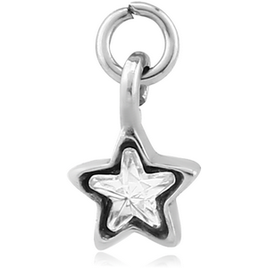 SURGICAL STEEL JEWELLED CHARM - STAR
