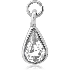 SURGICAL STEEL JEWELLED CHARM - PEAR