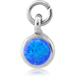 SURGICAL STEEL SYNTHETIC OPAL CHARM - CIRCLE