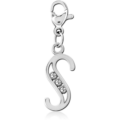 SURGICAL STEEL JEWELLED CHARM WITH LOBSTER LOCKER - S