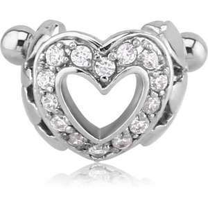 SURGICAL STEEL JEWELLED CARTILAGE SHIELD - HEART