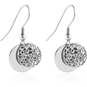 SURGICAL STEEL JEWELLED EARRINGS - TWO DISKS