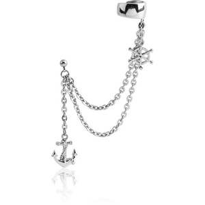 SURGICAL STEEL EAR CUFF CHAIN - ANCHOR AND HELM
