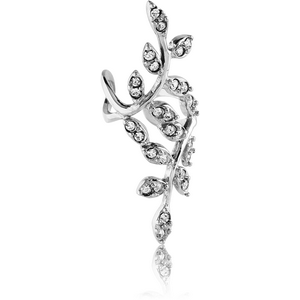 SURGICAL STEEL JEWELLED EAR CUFF - OLIVE LEAFS