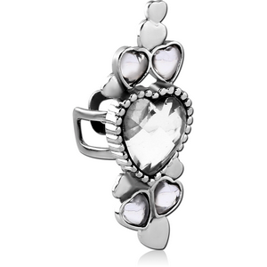 SURGICAL STEEL JEWELLED EAR CUFF - HEARTS