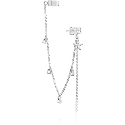 SURGICAL STEEL JEWELLED EAR CUFF - FLOWER AND LOCK