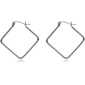 SURGICAL STEEL WIRE HOOP EARRINGS - RHOMBUS