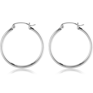 SURGICAL STEEL WIRE HOOP EARRINGS - ROUND