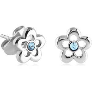 SURGICAL STEEL EAR STUDS PAIR - FLOWER