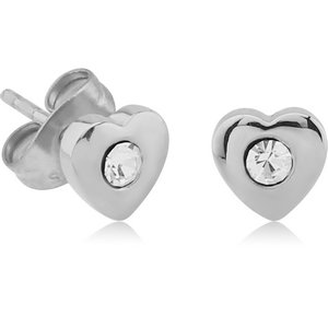 SURGICAL STEEL EAR STUDS PAIR - HEART